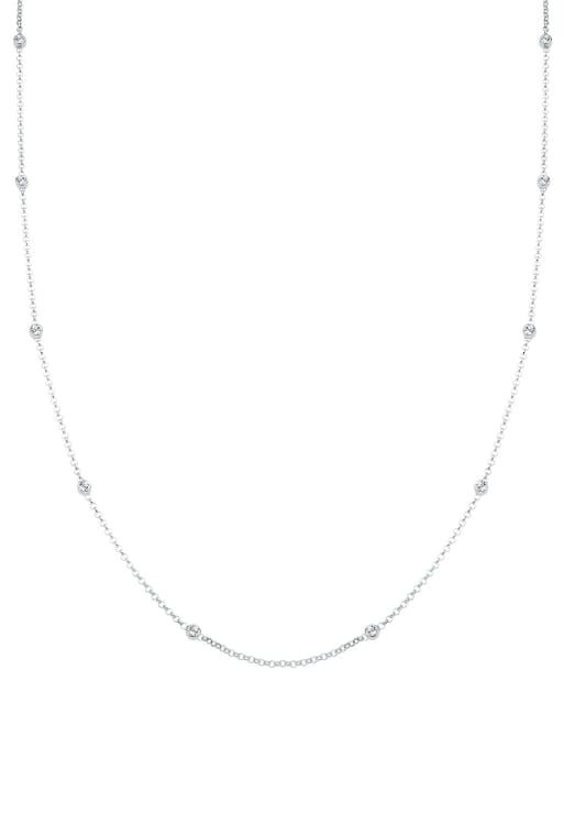 Elli – Silberfarbene Solitär-Halskette aus 925er Sterlingsilber mit weißen Strasssteinchen