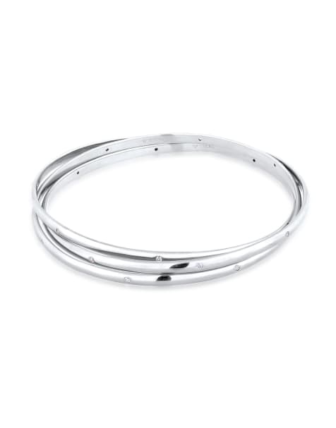 Elli – Silberfarbener Armreif aus 925er-Sterlingsilber mit Zirkonia-Steinchen im Diamanten-Schliff, 19 cm Länge - view 1