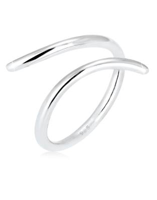 Elli - Silberfarbener Damen-Statement-Ring aus 925er Sterlingsilber im geometrischen Wickeldesign