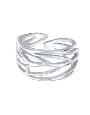 Elli - Silberfarbener Ring aus 925er-Sterlingsilber im Blatt-Wickeldesign