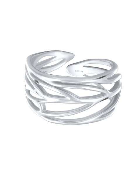 Elli – Silberfarbener Ring aus 925er-Sterlingsilber im Blatt-Wickeldesign - view 1