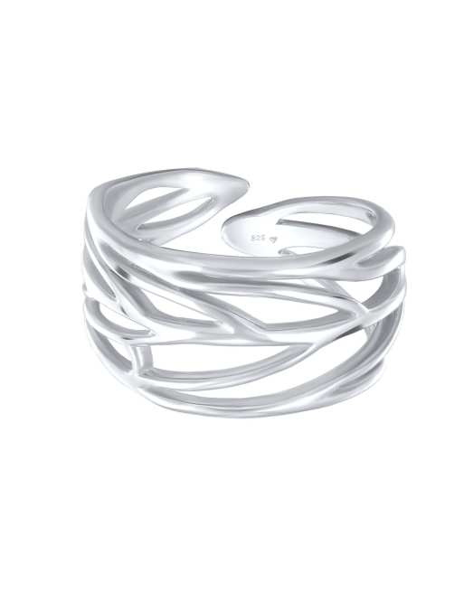 Elli – Silberfarbener Ring aus 925er-Sterlingsilber im Blatt-Wickeldesign