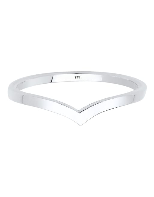 Elli – Silberfarbener Ring aus 925er-Sterlingsilber im V-förmigen Design