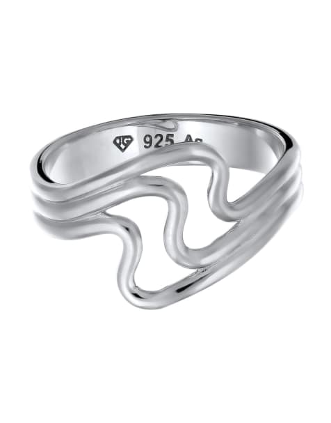Elli – Silberfarbener Ring aus 925er-Sterlingsilber mit wellenförmigem Design für den Sommer/Strand - view 1
