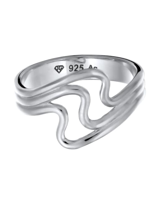 Elli – Silberfarbener Ring aus 925er-Sterlingsilber mit wellenförmigem Design für den Sommer/Strand