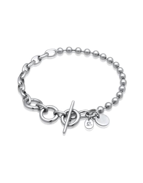 Elli – Silberfarbenes Armband aus 925er-Sterlingsilber mit Kugelperlen und T-Steg-Verschluss - view 1