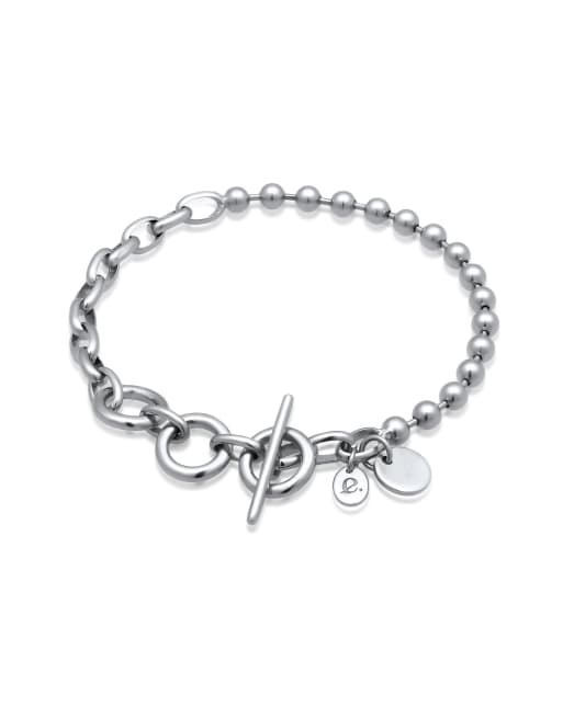 Elli – Silberfarbenes Armband aus 925er-Sterlingsilber mit Kugelperlen und T-Steg-Verschluss