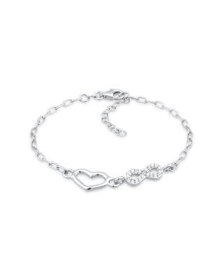 Elli - Silberfarbenes Kettenarmband aus 925er-Sterlingsilber mit Unendlichkeits-Anhänger und weißen Glassteinchen im Xil...