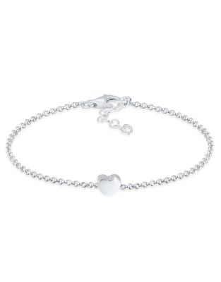 Elli - Zartes, silberfarbenes Damenarmband aus 925er Sterlingsilber mit Liebesherzanhänger