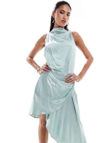 Elliatt Alaia Satin Cocktaill Dress in Pistachio 