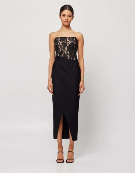 Elliatt Carsyn strapless midi dress in black - view 1