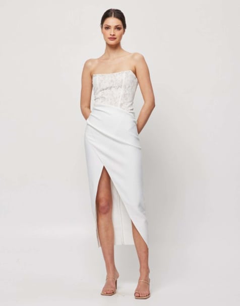 Elliatt Carsyn strapless midi dress in ivory