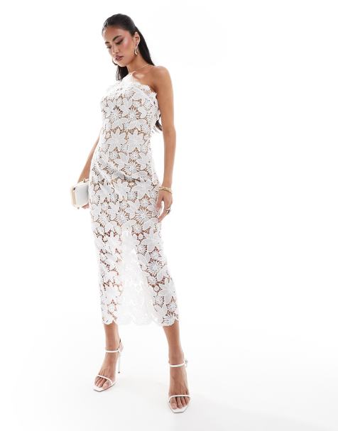 Elliatt Inflorescence One Shoulder Midi Dress in Ivory - view 1