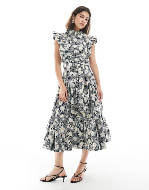 Elliatt Nova short sleeve midi dress in multi