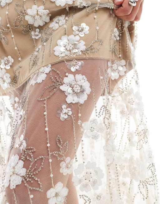 Elliatt Retusa Semi Sheer Gown in Tan