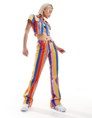 Elsie & Fred high waist flare pants in 70s stripe