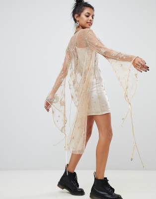 elsie & fred cami dress in gold glitter mesh