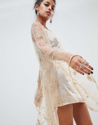 elsie & fred cami dress in gold glitter mesh