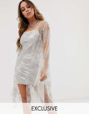 elsie & fred cami dress in gold glitter mesh