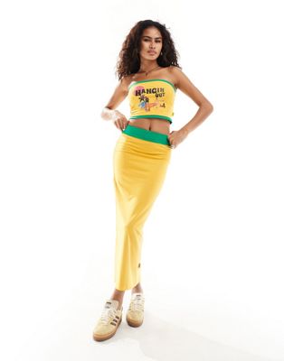 Elsie & Fred maxi tube skirt in contrast yellow co-ord