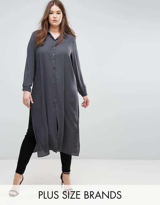 Elvi - Camicia lunga antracite