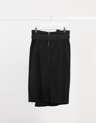 black denim paperbag skirt