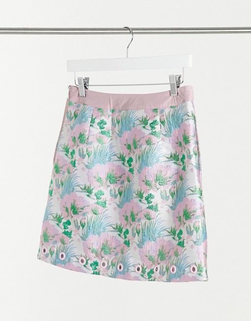 Elvi jacquard mini skirt in floral
