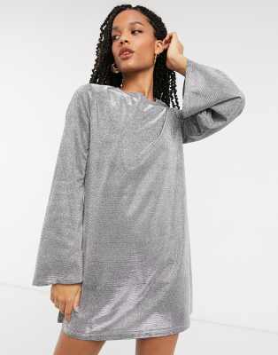 silver metallic mini dress