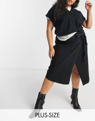 black denim paperbag skirt