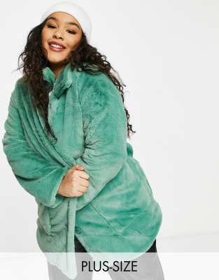 Mint green fur on sale coat