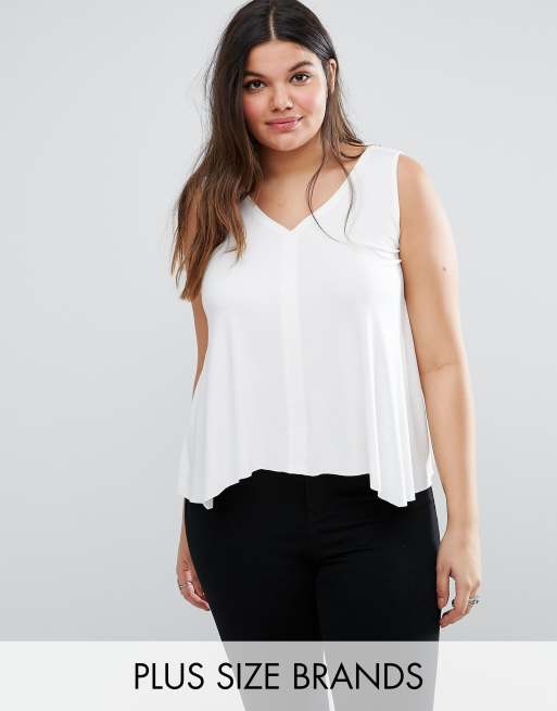 Elvi Plus Jersey Singlet With Asymmetric Hem