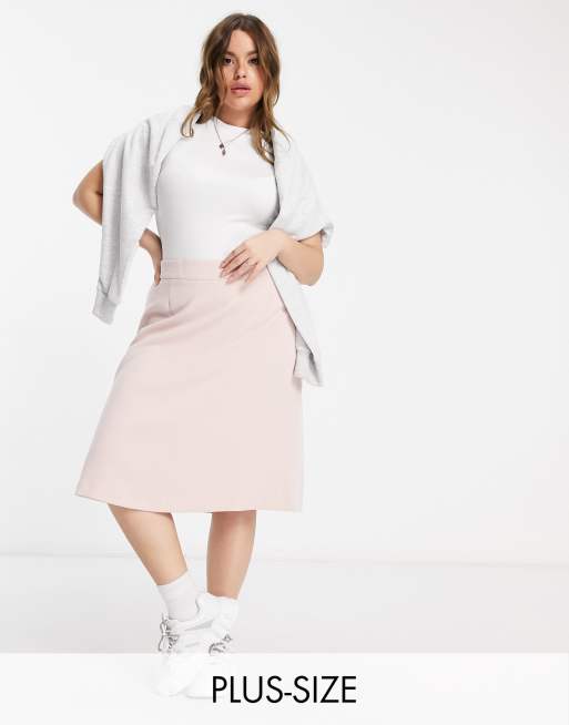 Elvi Plus linen a-line skirt in |