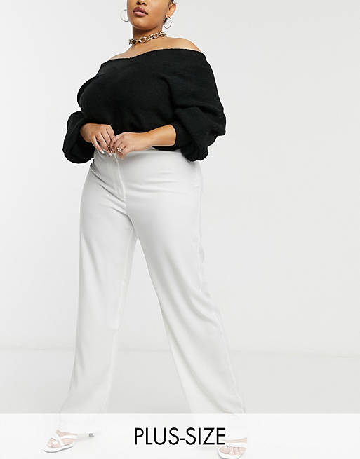 Elvi Plus x Hayley Hasselhoff – Białe spodnie premium