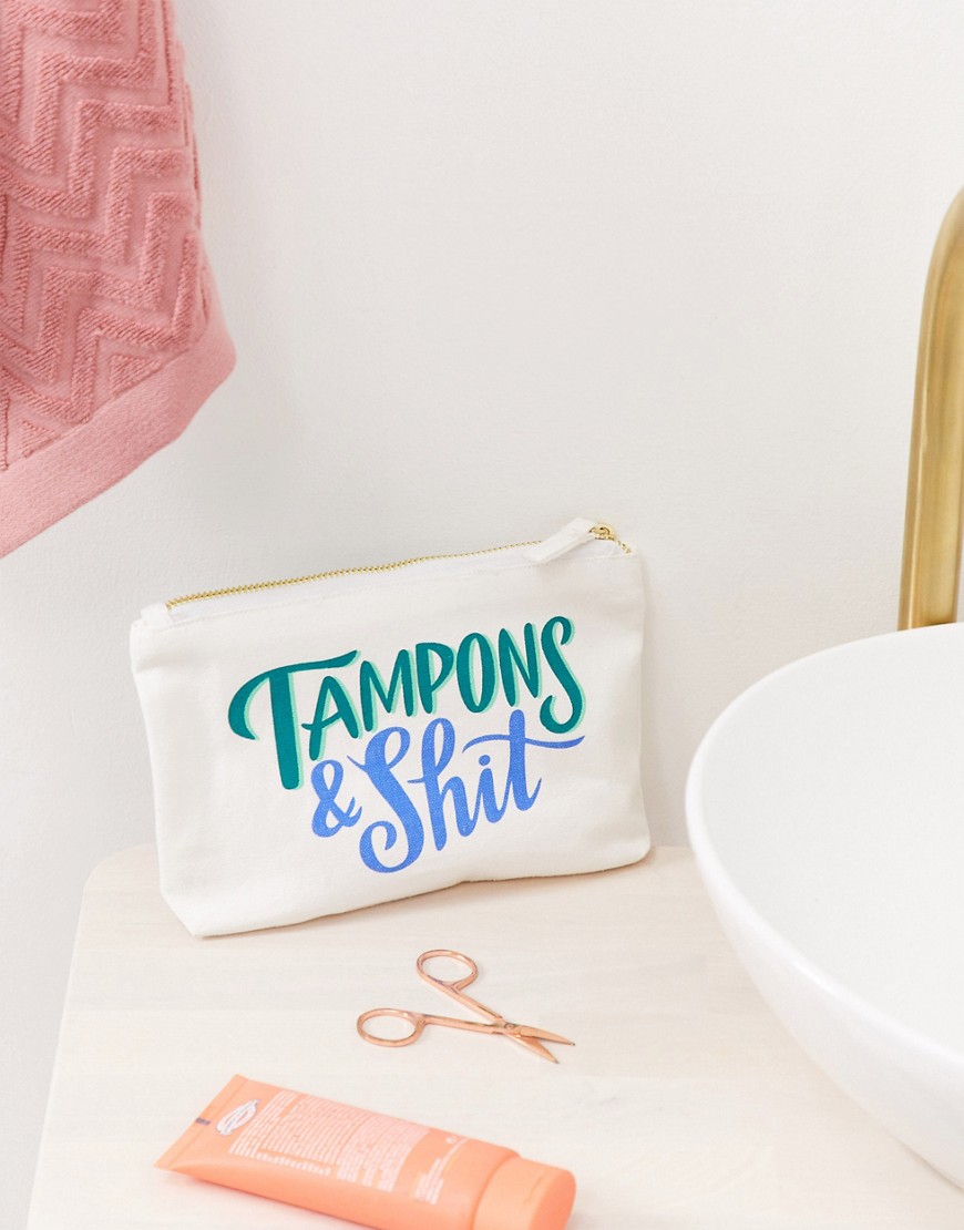 Emily McDowell tampons and shit canvas pouch-Multi