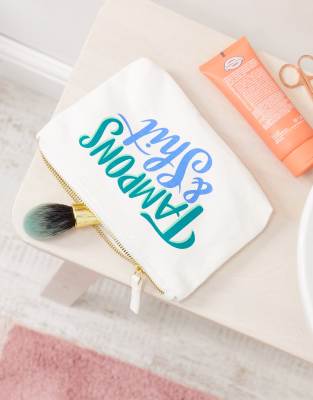 Emily Mcdowell Tampons And Shit Canvas Pouch-multi In White