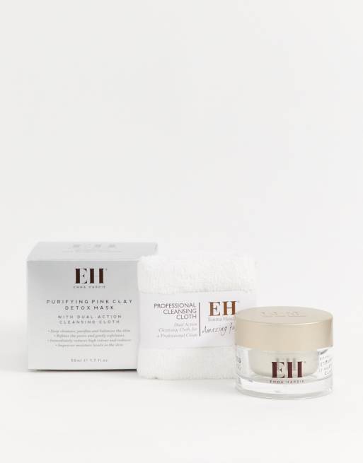 Emma Hardie - Maschera purificante all'argilla rosa con panno detergente a doppia azione