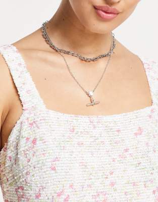 Emory Park 90's mini dress with square neck in vintage sequin floral