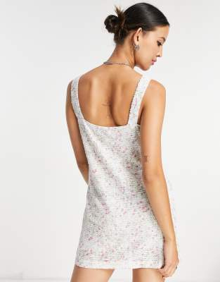 Emory Park 90's mini dress with square neck in vintage sequin floral