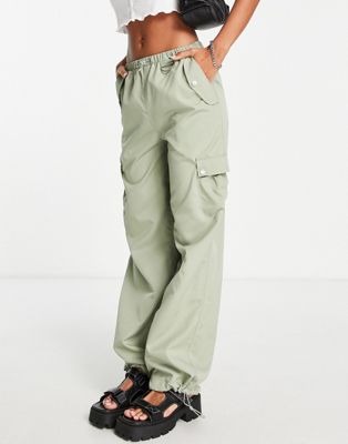 Emory Park baggy cargo trousers with toggles in khaki