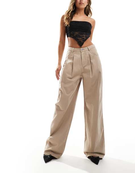 Emory Park balloon high waisted chinos in taupe - view 1