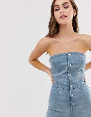 bandeau denim jumpsuit