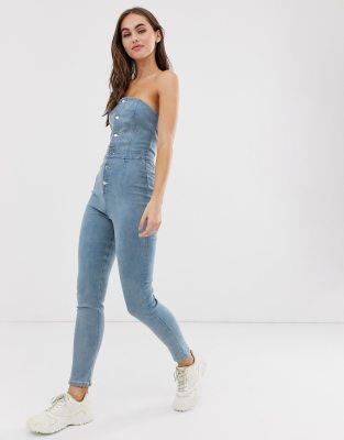 bandeau denim jumpsuit