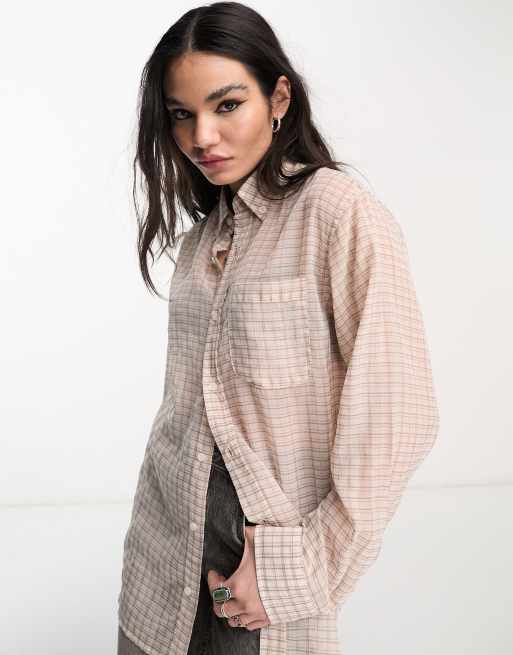 Emory Park – Beige, strukturerad skjorta i oversize