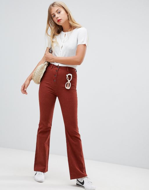 Emory Park button front flare trousers in cord