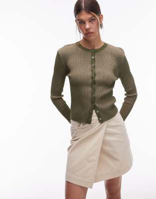 Emory Park Emory Park button through henley top in olive-Green