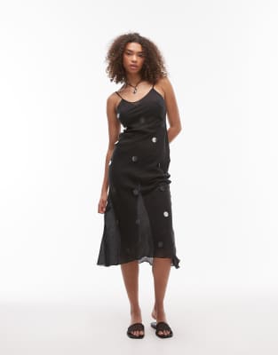 Emory Park - Camisole-Midikleid in Schwarz mit Pailletten-Applikation