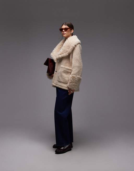 Emory Park - Cappotto color talpa in montone sintetico