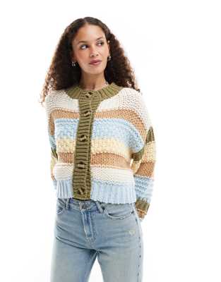 chunky striped cardigan in multi