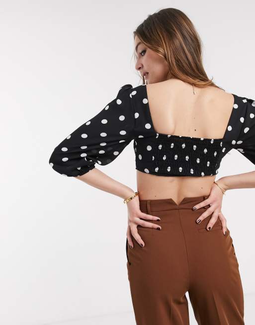 Emory Park - Crop top à pois avec anneau au niveau du buste, 2 de 4