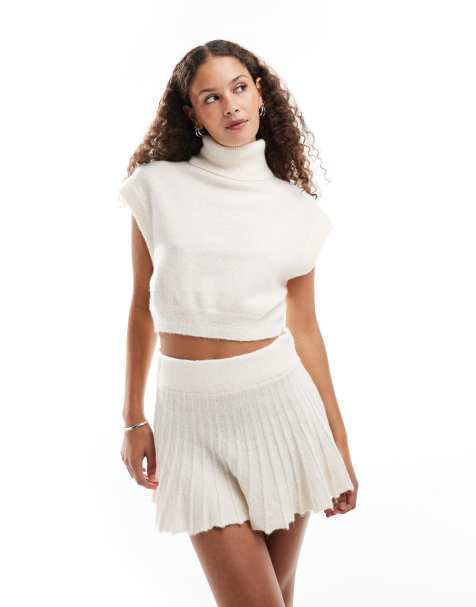 Emory Park cropped roll neck sweater in cream - part of a set - view 1